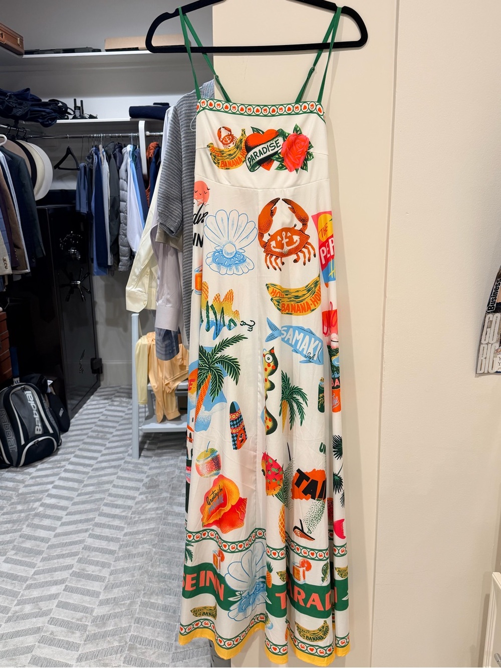 Women’s White Tropical Print Maxi Dress